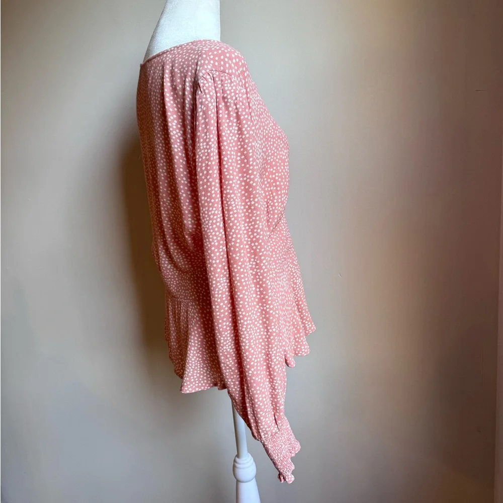 LOFT Coral Pink‎ Button-Front Peplum Blouse Women’s Size 6